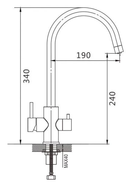 Смеситель для кухни Shevanik S128H с подключением фильтра чёрный