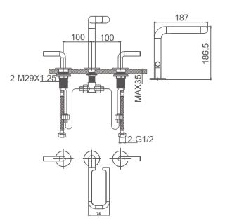 Смеситель для раковины Wonzon & Woghand Loop WW-131-00-508 чёрный матовый