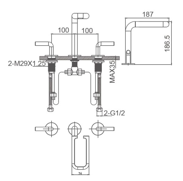 Смеситель для раковины Wonzon & Woghand Loop WW-131-00-508 чёрный матовый