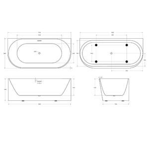 Акриловая ванна BelBagno 170x80 BB412-1700-800-MATT без гидромассажа