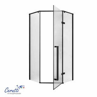 Душевой уголок Ceruttispa C2AF R 100x100 см профиль чёрный стекло матовое