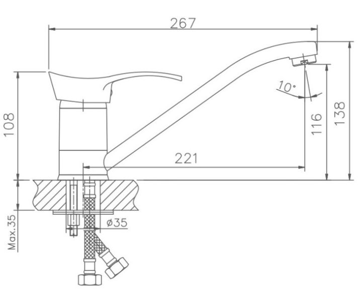 Смеситель для кухни Haiba HB4401 хром