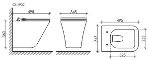 Подвесной унитаз Ceramica Nova Mono CN1902 безободковый белый