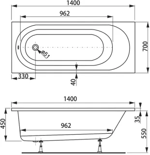 Акриловая ванна VagnerPlast  Kasandra VPBA147KAS2X-04  140x70 см белая
