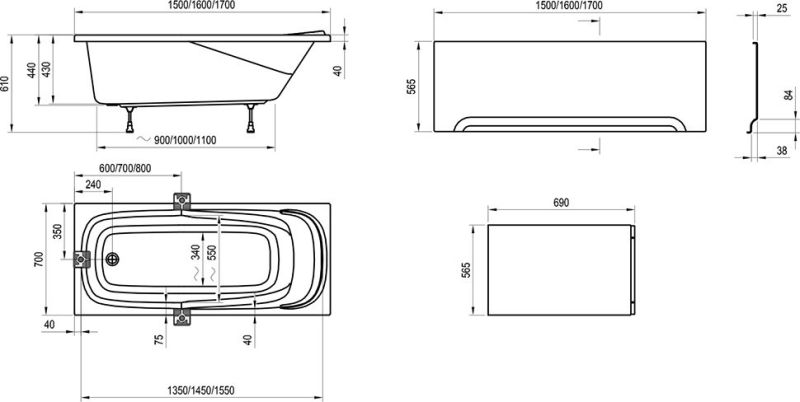 Ванна акриловая RAVAK Vanda II 170x70 CP2100000