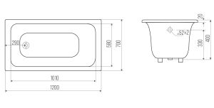 Ванна чугунная Goldman Classic CL12070 120x70см с ножками