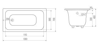 Ванна чугунная Goldman Classic CL13070 130x70см с ножками