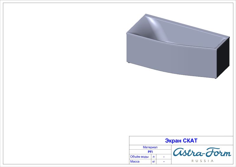 Ванна из искусственного камня Astra-Form Скат 01010014 левая 170x75 см белый глянец
