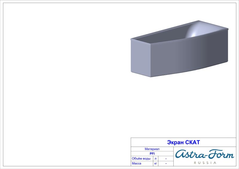 Ванна из искусственного камня Astra-Form Скат 01010083 правая 170x75 см белый матовый