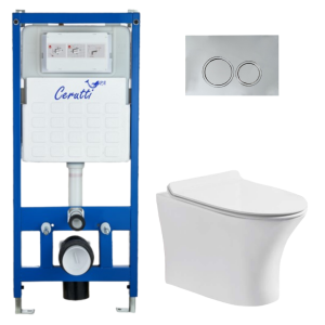 Комплект Cerutti SPA инсталляция CR555 подвесной безободковый унитаз Bernina Aria CT7191 кнопка смыва CR05CH