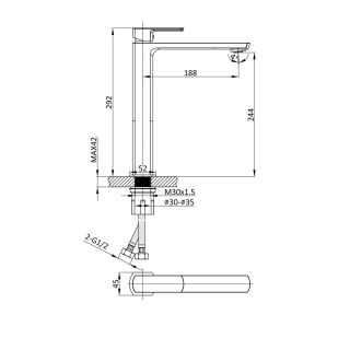Смеситель для накладной раковины Vincea Next VBF-1N2BG однорычажный, брашированное золото