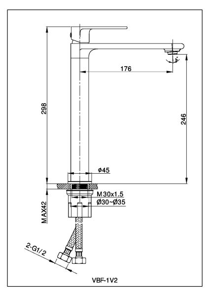 Смеситель для раковины Vincea Vogue VBF-1V2GM однорычажный, вороненая сталь