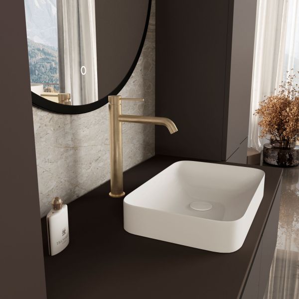 Смеситель для раковины Vincea City VBF-2C2BG, брашированное золото