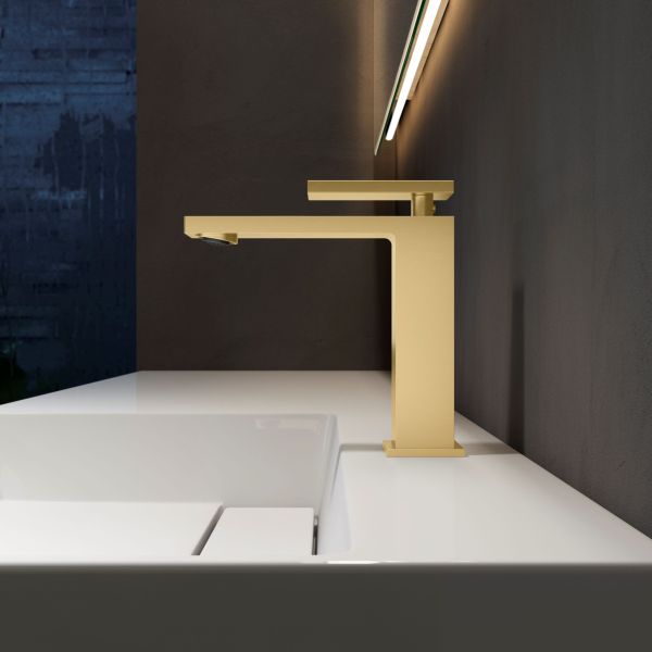 Смеситель для раковины Vincea Dice VBF-2DS1BG, брашированное золото