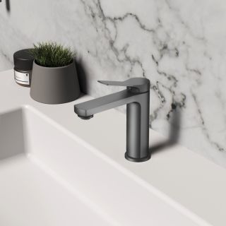 Смеситель для раковины Vincea Arco VBF-4AR01GM, вороненая сталь Смеситель для раковины Vincea Arco VBF-4AR01GM, вороненая сталь