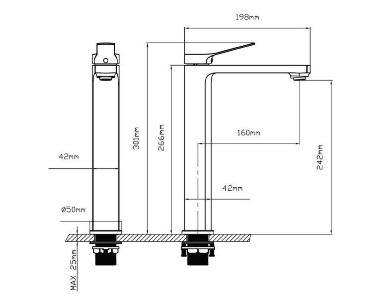 Смеситель для накладной раковины Vincea Arco VBF-4AR02MB однорычажный, черный