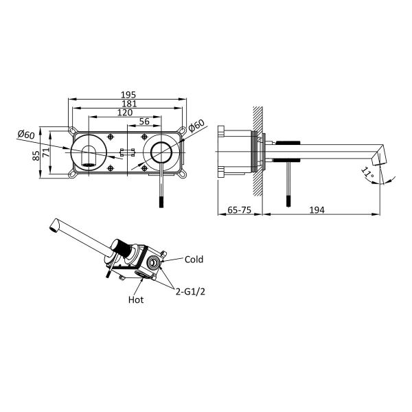 Смеситель для раковины Vincea Desire VBFW-1D1BN встраиваемый однорычажный, брашированный никель