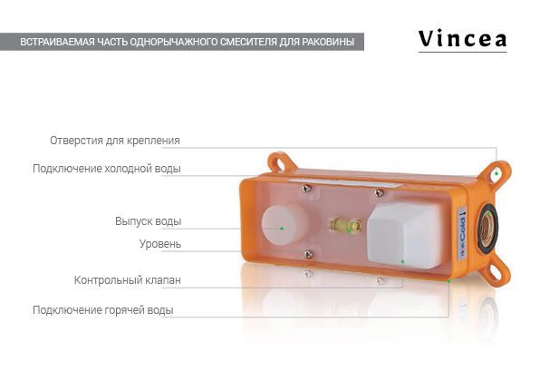 Смеситель для раковины Vincea Desire VBFW-1D1CH встраиваемый однорычажный, хром