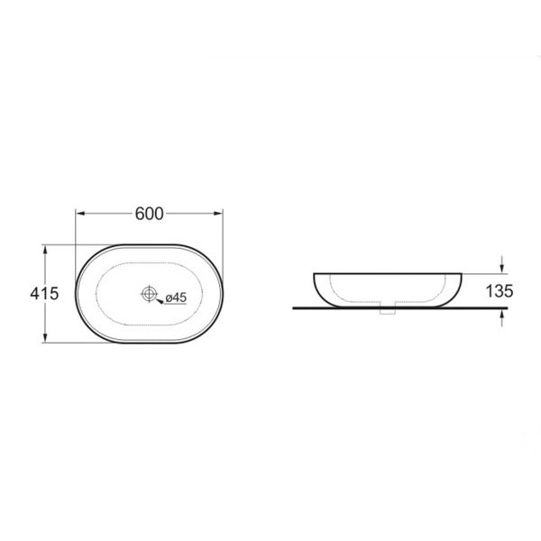 Раковина керамическая Vincea VBS-113MA, накладная, антрацит матовый