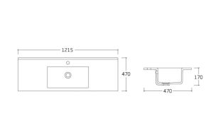 Раковина керамическая Vincea VBS-13120MB 121см чёрный