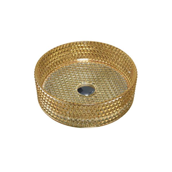 Раковина стеклянная Vincea VBS-5GL05, накладная, цвет золото