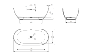 Ванна из искусственного камня Vincea VBT-4S04MW 170x80см белый матовый