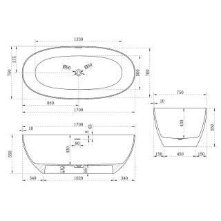 Ванна из искусственного камня Vincea VBT-6S01MW 170x75 Белая матовая без гидромассажа Ванна из искусственного камня Vincea VBT-6S01MW 170x75 Белая матовая без гидромассажа