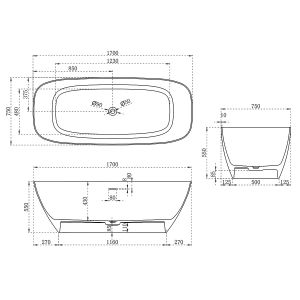Ванна из искусственного камня Vincea VBT-6S02MW 170x75 Белая матовая без гидромассажа