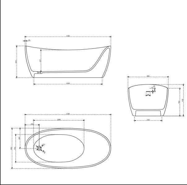 Ванна из искусственного камня Vincea VBT-6S03MW 180x80см белый матовый