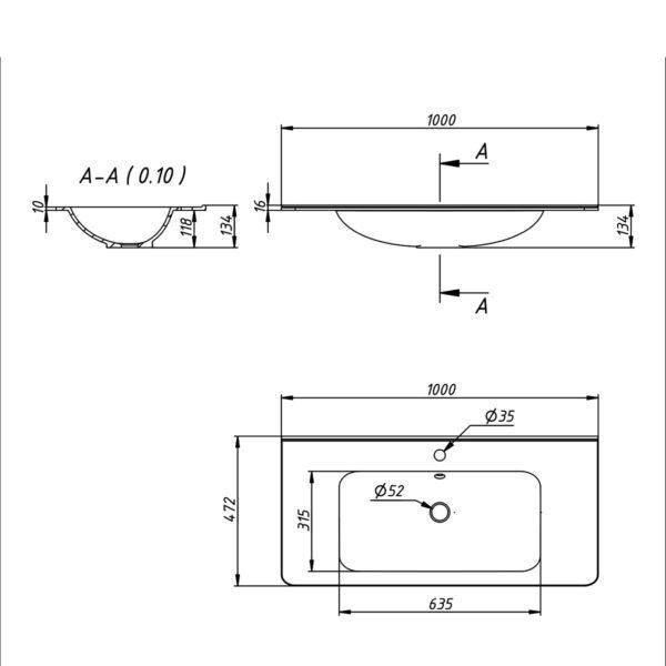 Раковина Vincea VCB-2VP100W 100 см белая