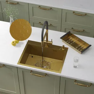 Кухонная мойка Roxenbath Snake 60 560220-60-GS золото текстурное покрытие