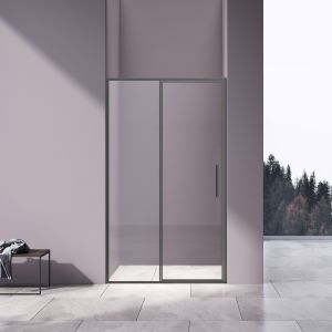 Душевая дверь Slim 8mm VDP-4SL120CLGM, вороненая сталь, стекло прозрачное