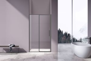 Душевая дверь Slim 8mm VDP-4SL120CLGM, вороненая сталь, стекло прозрачное