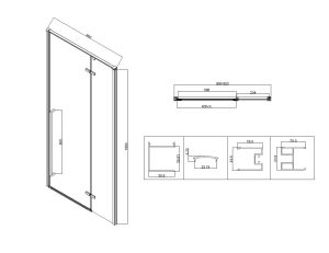 Душевая дверь Slim-N VDPH-5SN900CLB, 900, черный, стекло прозрачное