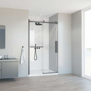 Душевая дверь Como Soft VDS-1CS130CLGM, 1300, вороненая сталь, стекло прозрачное