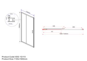 Душевая дверь Garda VDS-1G110CLGM, 1100, вороненая сталь, стекло прозрачное