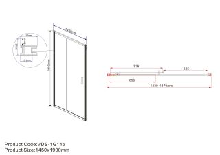 Душевая дверь Vincea Garda VDS-1G145CLG, 1450, брашированное золото, стекло прозрачное