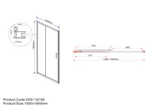 Душевая дверь Garda VDS-1G150CLGM, 1500, вороненая сталь, стекло прозрачное