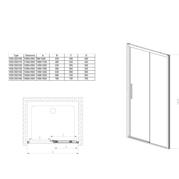 Душевая дверь в нишу Vincea Soft VDS-3SO120CLGM 120 см хром