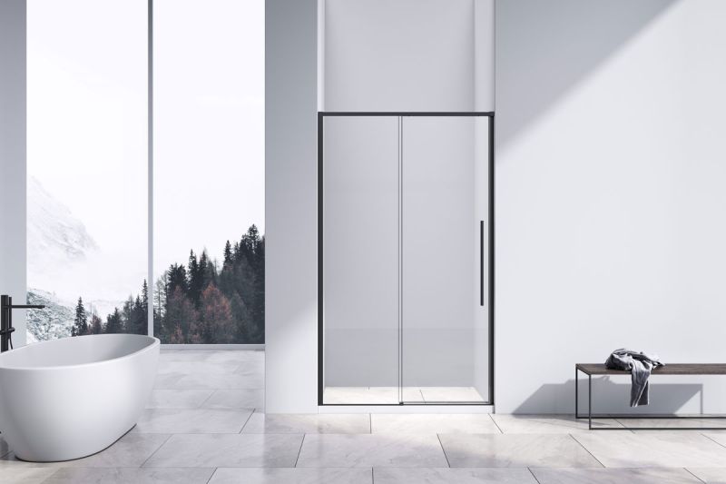 Душевая дверь Slim-N VDS-4SN110CLB, 1100, черный, стекло прозрачное