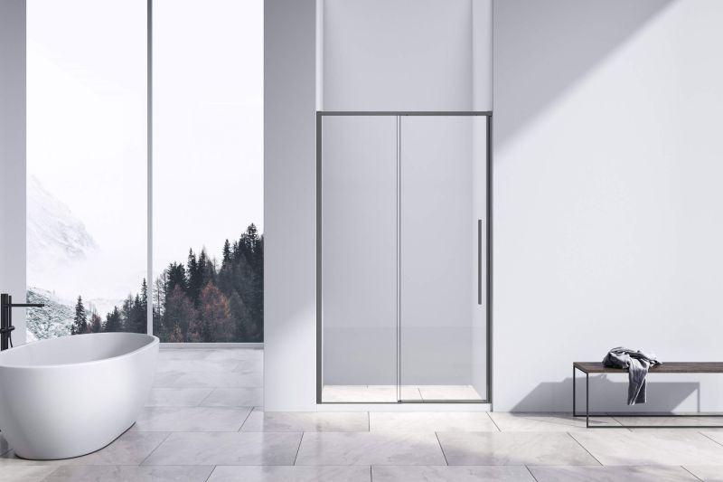 Душевая дверь Slim-N VDS-4SN140CLGM, 1400, вороненая сталь, стекло прозрачное