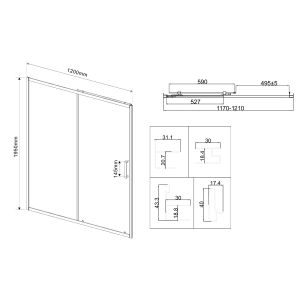 Душевая дверь City VDS-5CT120CLGM, 1200, вороненая сталь, стекло прозрачное