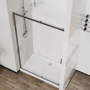 Душевая дверь City VDS-5CT140CLGM, 1400, вороненая сталь, стекло прозрачное