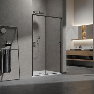 Душевая дверь Slim 8mm VDS-6SL140CLB, 1400, черный, стекло прозрачное