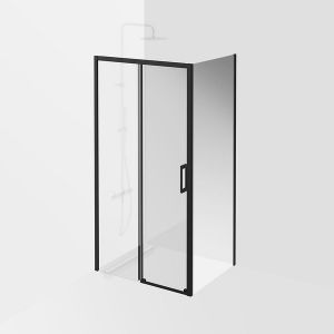 Душевая боковая панель Kerama Marazzi Vetro VE.80.FP.BLK.M 80 см стекло прозрачное профиль чёрный матовый