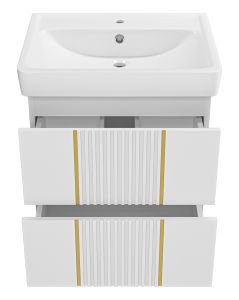 Подвесная тумба под раковину Brevita Vega VEG-09060-0102Я 60см белый/золото