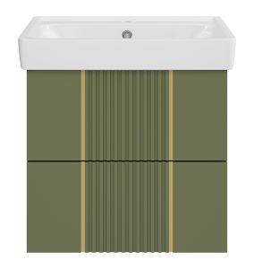 Подвесная тумба под раковину Brevita Vega VEG-09060-0802Я 60см зелёный/золото