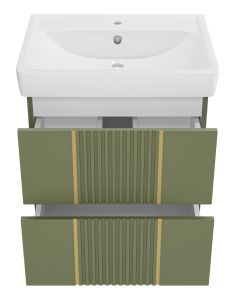 Подвесная тумба под раковину Brevita Vega VEG-09060-0802Я 60см зелёный/золото