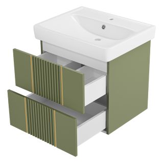 Подвесная тумба под раковину Brevita Vega VEG-09060-0802Я 60см зелёный/золото Подвесная тумба под раковину Brevita Vega VEG-09060-0802Я 60см зелёный/золото