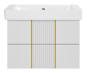 Подвесная тумба под раковину Brevita Vega VEG-09080-0102Я 80см белый/золото